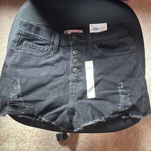 SO Black Jean Shorts Distressed Frayed Hem